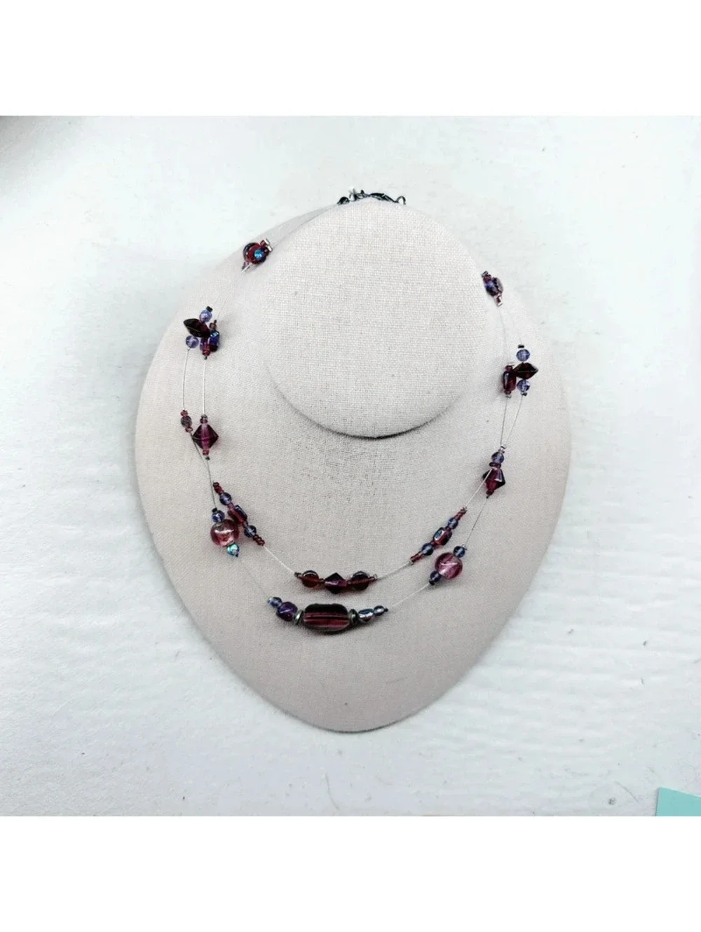5087gc. Purple and Bronze Glass Necklace